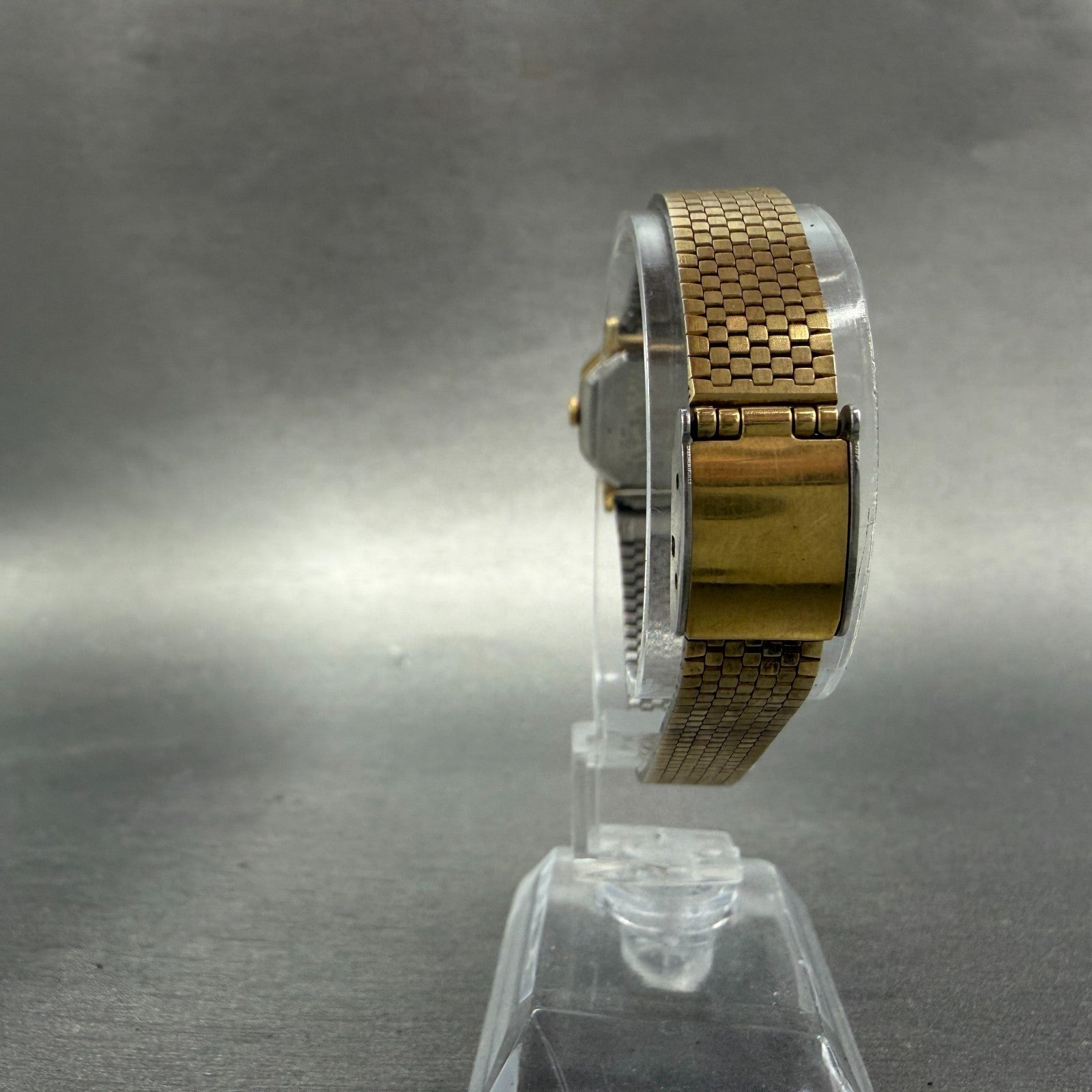 Seiko Watch Women 20mm Black Dial Gold Tone Octagon 2C21-5170 New Battery VTG FC7