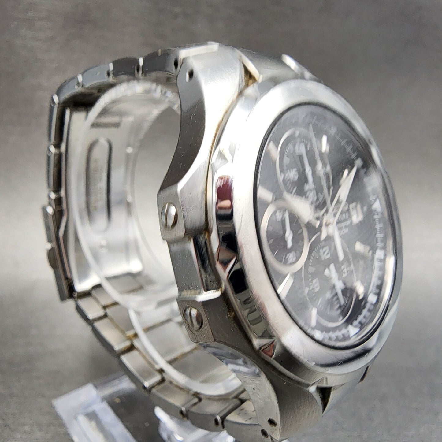 Seiko Coutura Chronograph Watch Men 43mm Black Dial Steel Date Round New Batt