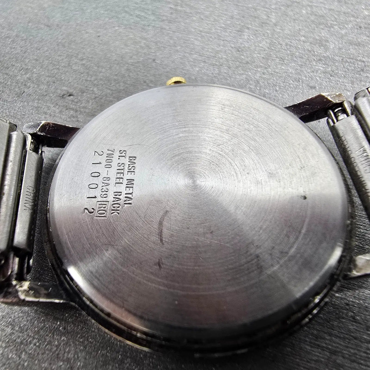 Seiko Watch Men 34mm Black Dial Black Tone Round 7N00-8A39 PARTS10