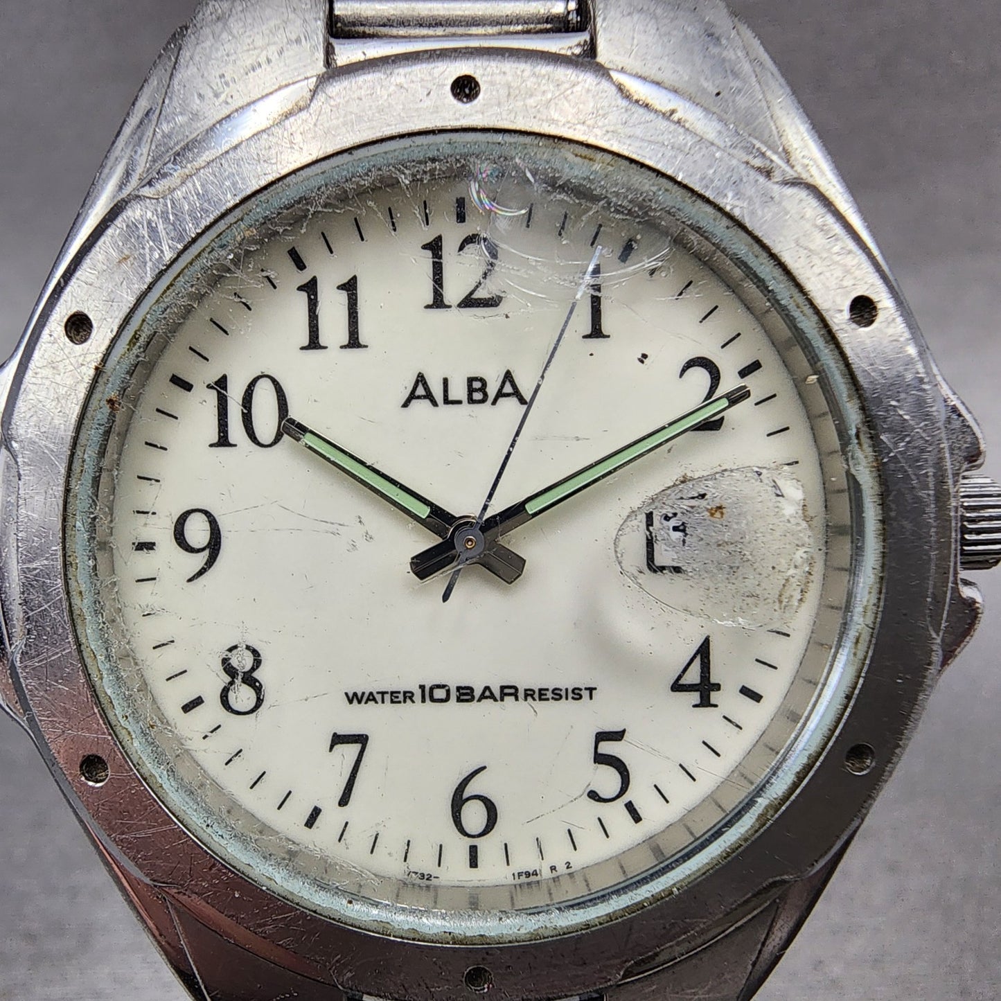 Seiko Alba Watch Men 39mm White Dial Silver Tone Date V7320S00 New Battery1