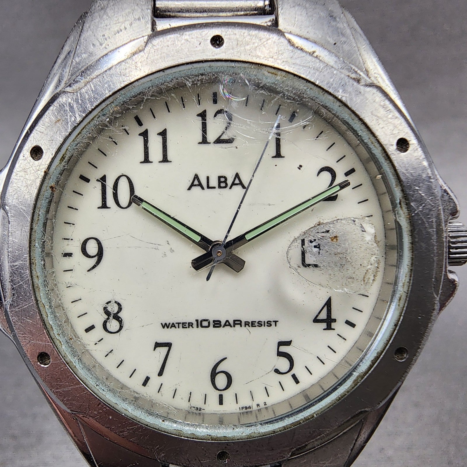 Seiko Alba Watch Men 39mm White Dial Silver Tone Date V7320S00 New Battery1