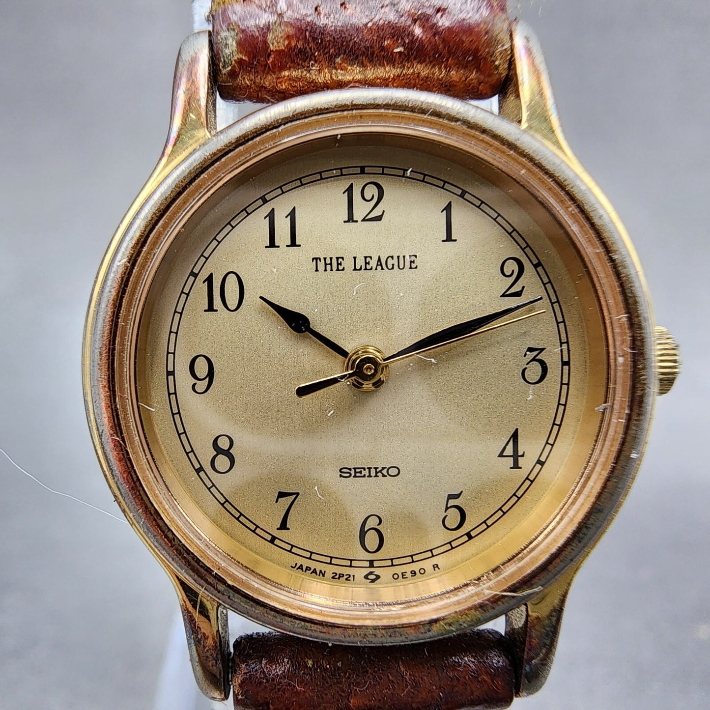 Seiko The League Watch Women 23mm Champagne Dial Gold Dial 2p21-0a90 New Battery