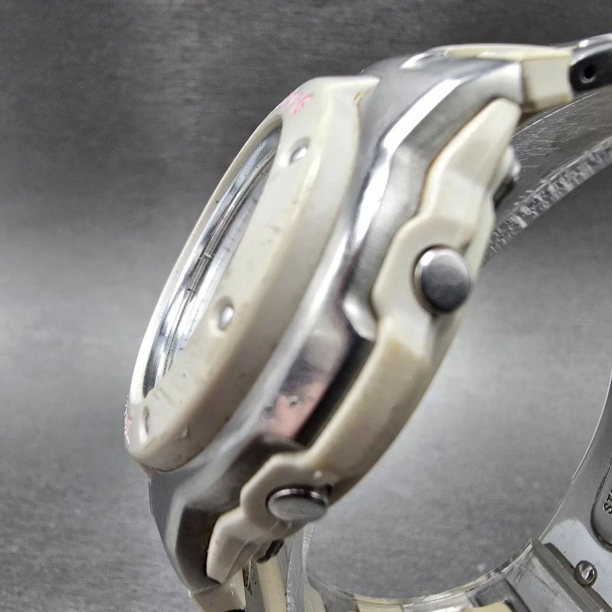 Casio Baby-G MSG-302 Watch Women 39mm White Dial Silver Analog Digital Works JP2