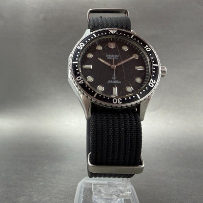 Seiko SilverWave Dive Watch Men 35mm Black Dial Silver Tone 6030-6000 NewBattery6