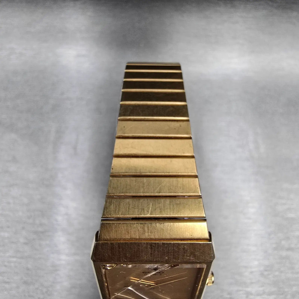 Seiko Tank Watch Men 25mm Gold Dial Gold Tone Rectangle 6530-5199 New Battery4