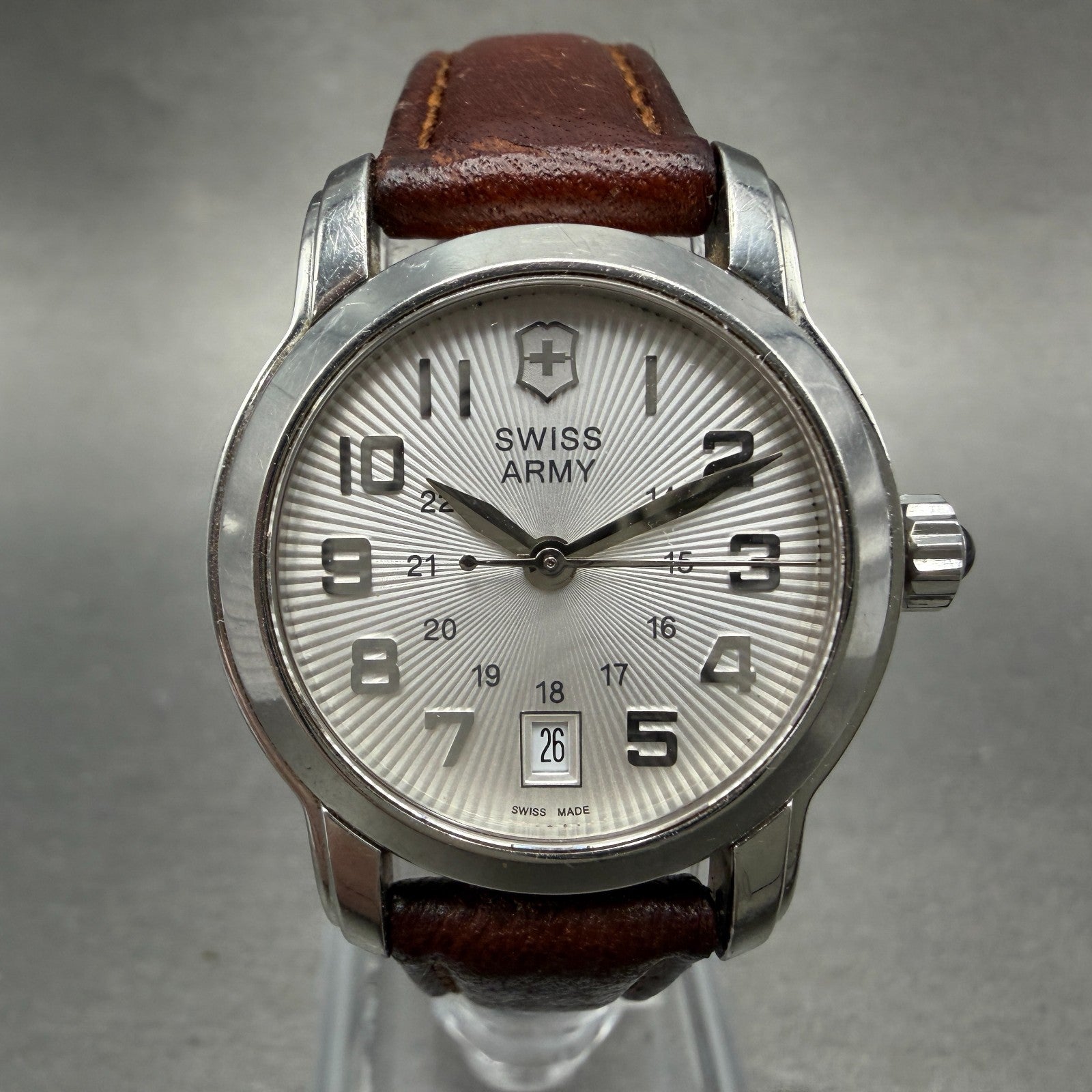 Victorinox Swiss Army Vivante Watch Women 28mm Silver Dial Steel Date New Batt0