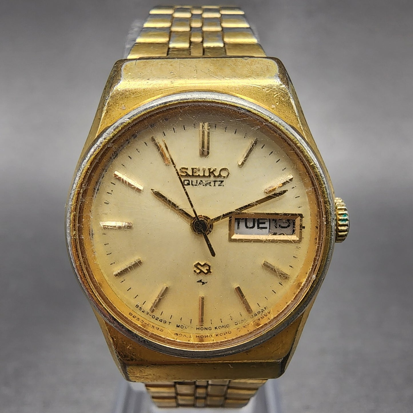 VTG Seiko SQ Watch Women 23mm Cream Dial Gold Tone Daydate Round New battery0