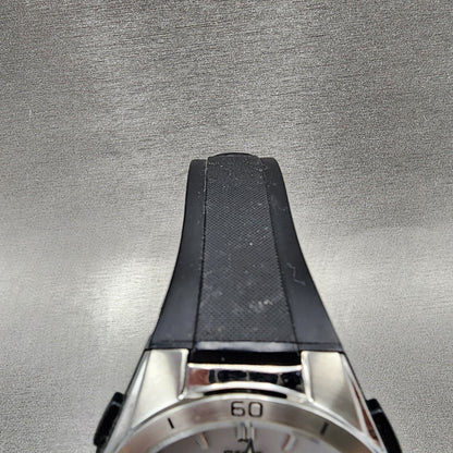 Casio Wave Ceptor Watch Men 43mm White Dial Black Tone Date Chrono Solar Runs4