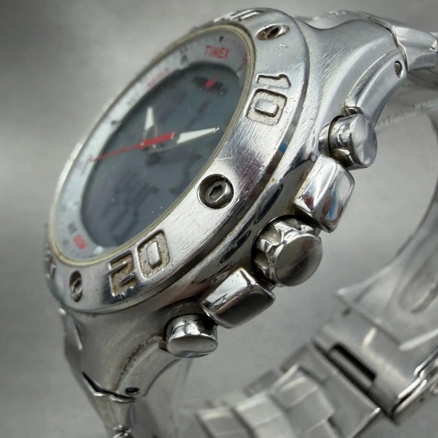 Timex Expedition Watch Men 42mm Steel Ana Digi Alarm Chrono Round T56371 NewBatt2