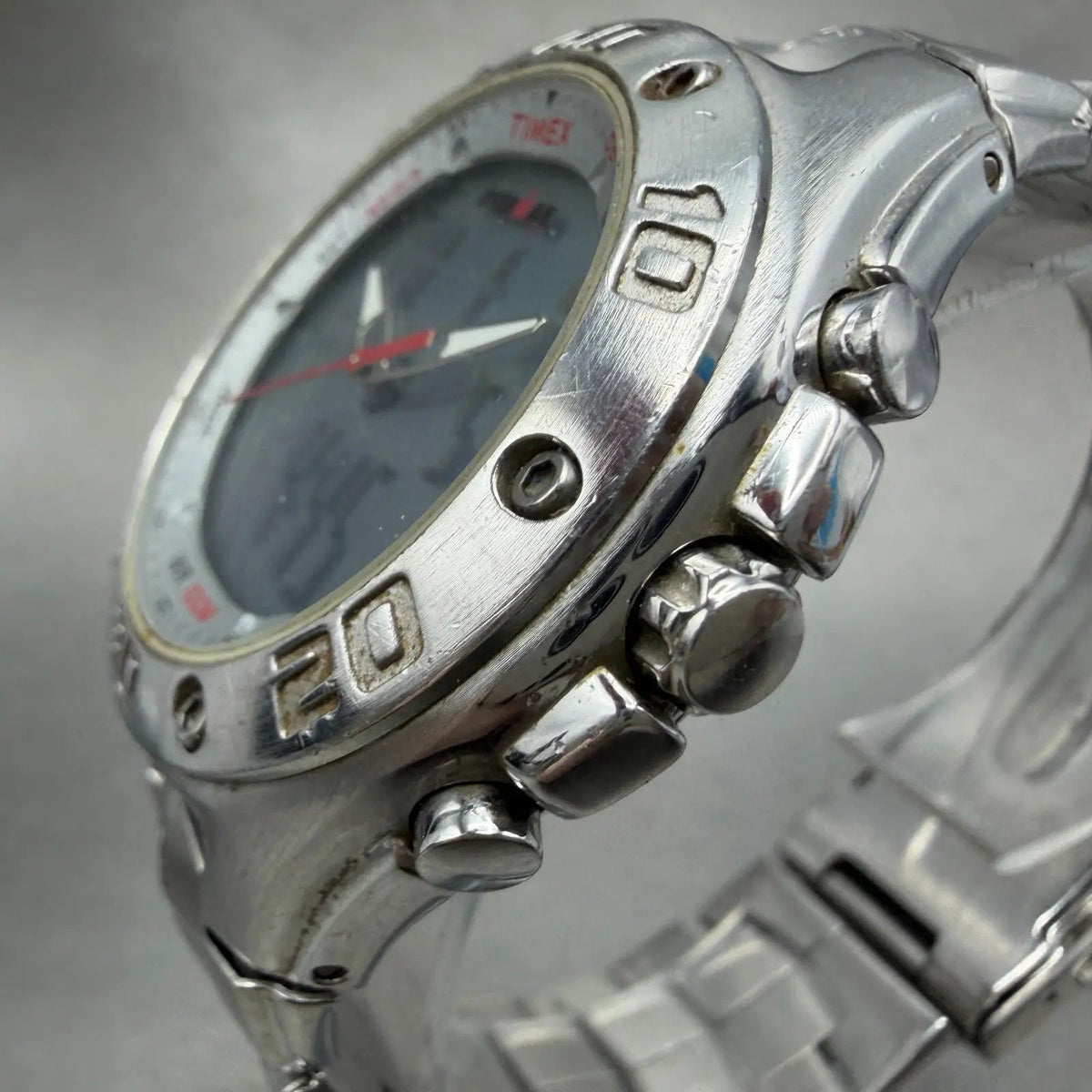 Timex Expedition Watch Men 42mm Steel Ana Digi Alarm Chrono Round T56371 NewBatt2