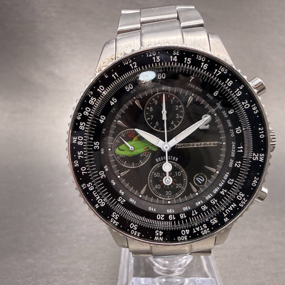 Aqua Star Thunderbird Chronograph Watch Men 42mm Black Dial Steel Date New Batt0