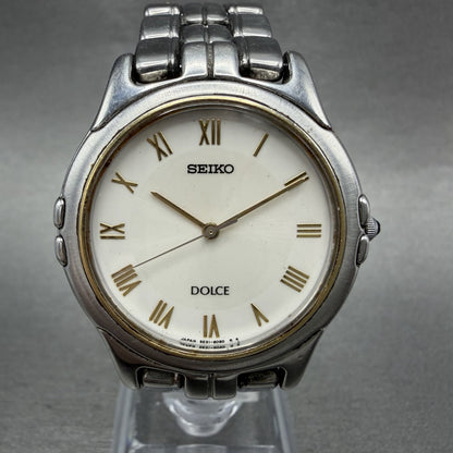 Seiko Dolce Watch Women 31mm White Dial Silver Tone Round 5e316000 New Battery0