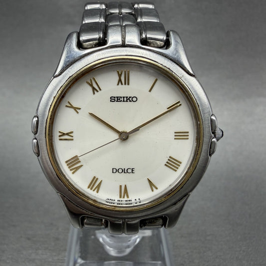 Seiko Dolce Watch Women 31mm White Dial Silver Tone Round 5e316000 New Battery0