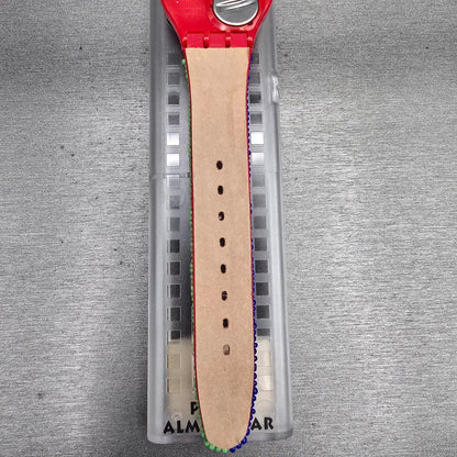 Swatch Special Despite Watch Men 34mm Green Dial Red Case GZ142 New Battery NOS10