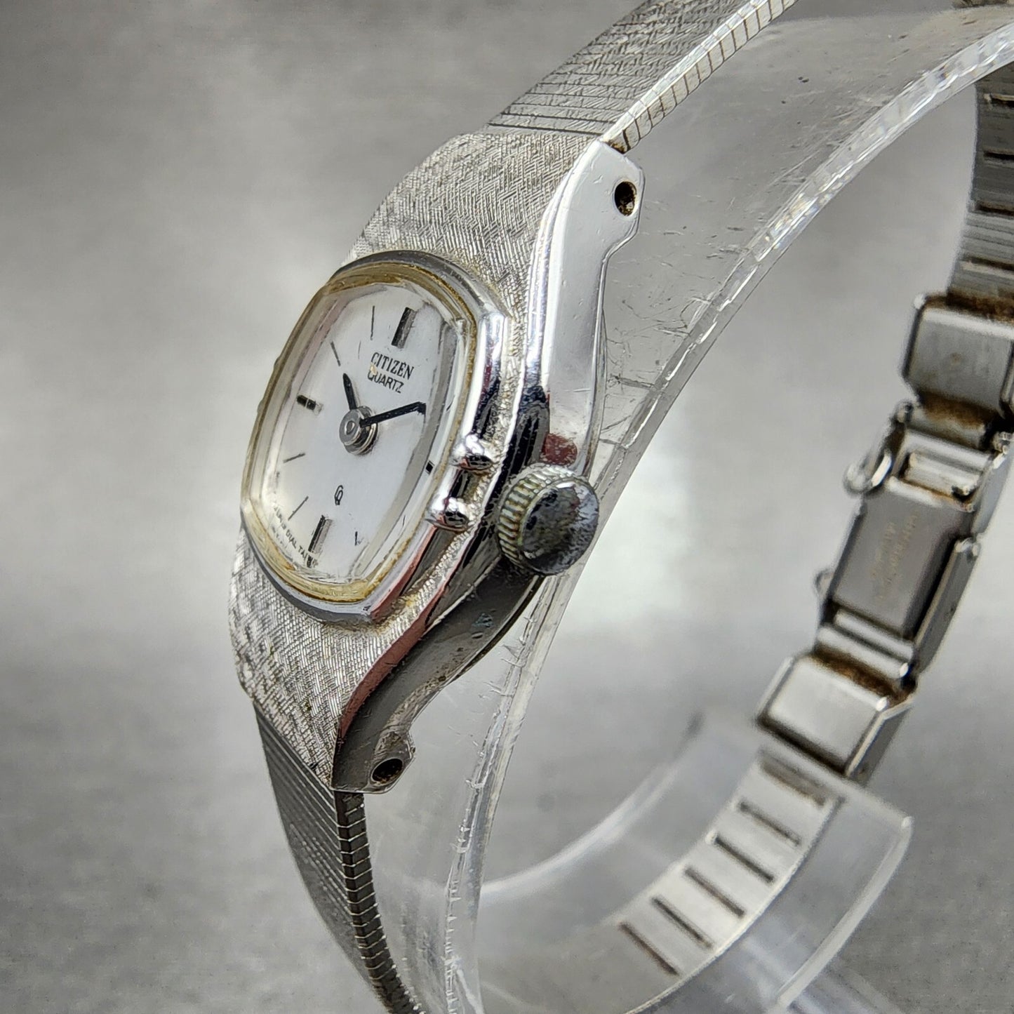Citizen CQ Watch Women 16mm Silver Dial Silver Tone Square 3220-891481  New Batt