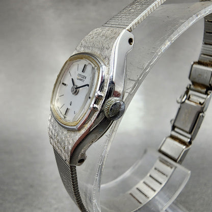 Citizen CQ Watch Women 16mm Silver Dial Silver Tone Square 3220-891481  New Batt