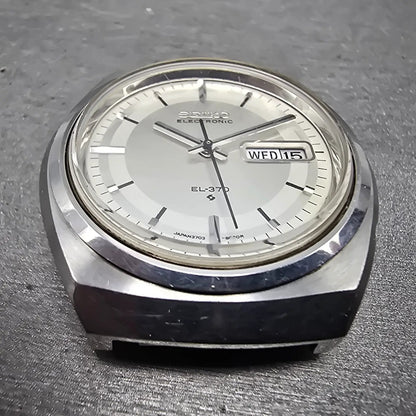 Seiko Electronic EL-370 Watch Men 39mm Silver Dial Steel Daydate 3703-8020 PARTS3