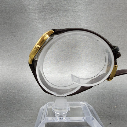 Technos Watch Women 23mm White Dial Gold Tone Date Oval 51178 New Battery6