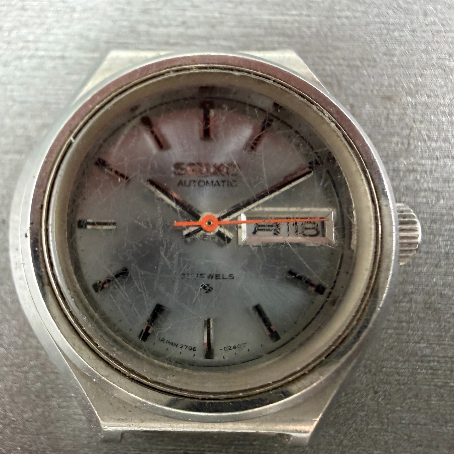 Seiko Automatic Watch Women 24mm Gray Dial Silver Tone Daydate 2706-0010 Runs1