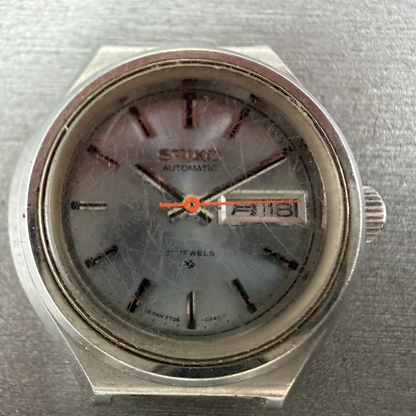 Seiko Automatic Watch Women 24mm Gray Dial Silver Tone Daydate 2706-0010 Runs1