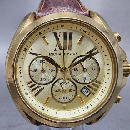 Michael kors Bradshaw Watch Women 36mm Champagne Dial Gold Tone Date New Battery1