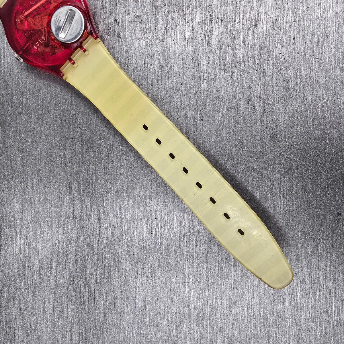 Swatch Fritto Misto Watch Men 34mm Black Dial Red Case Round GR114 New Battery12