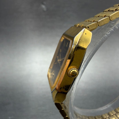 Seiko Tank Watch Women 17mm Black Dial gold Tone Octagon 2Y01-5D29 New Battery2