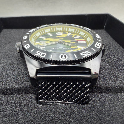 Chase Durer Dive Watch Men 46mm Green Camo Dial Black Tone Date CDW-01824