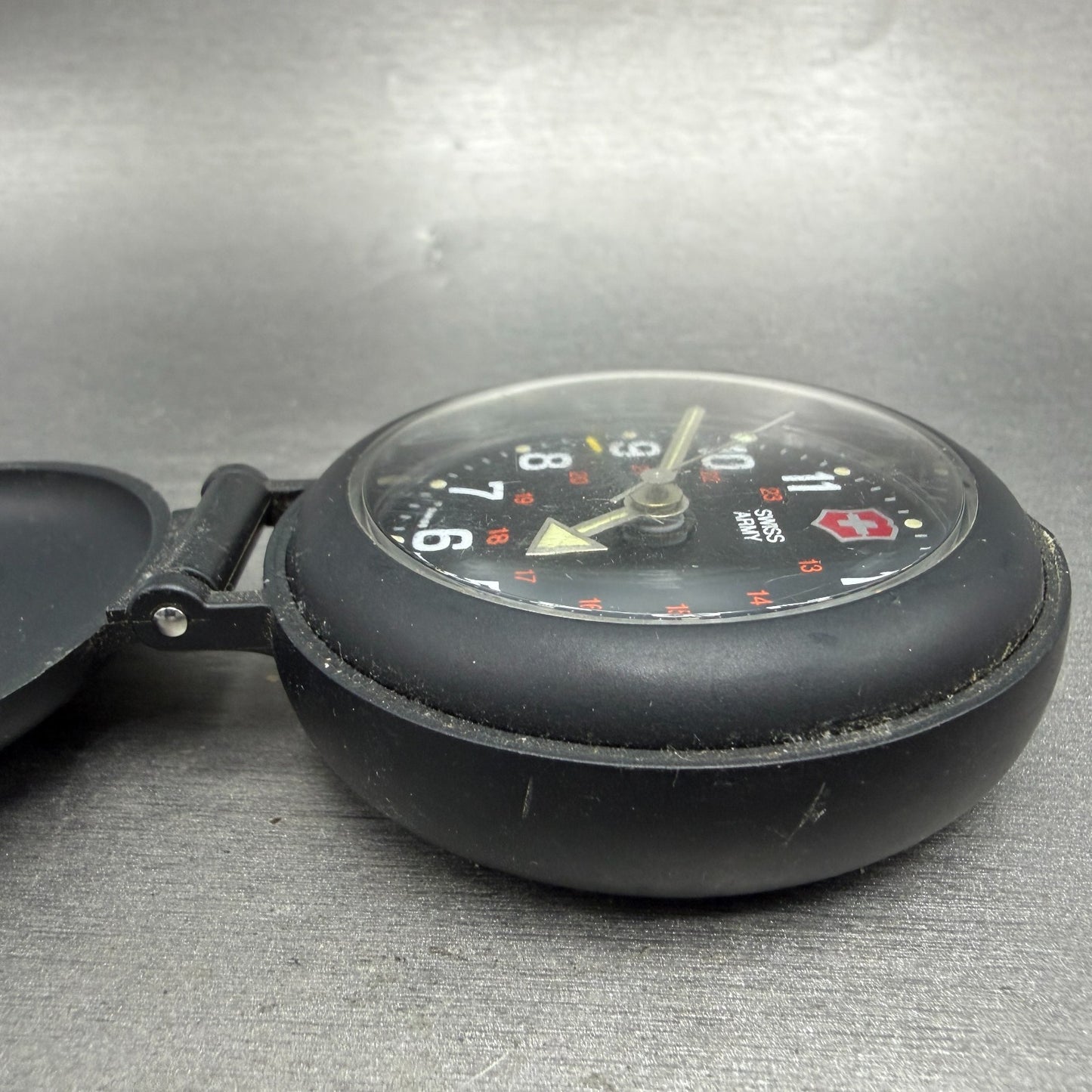 Victorinox Swiss Army Travel Alarm Clock 61mm Black Dial Black Tone PARTS UNTEST4
