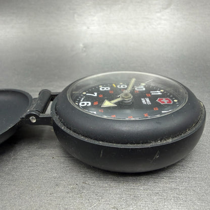 Victorinox Swiss Army Travel Alarm Clock 61mm Black Dial Black Tone PARTS UNTEST4