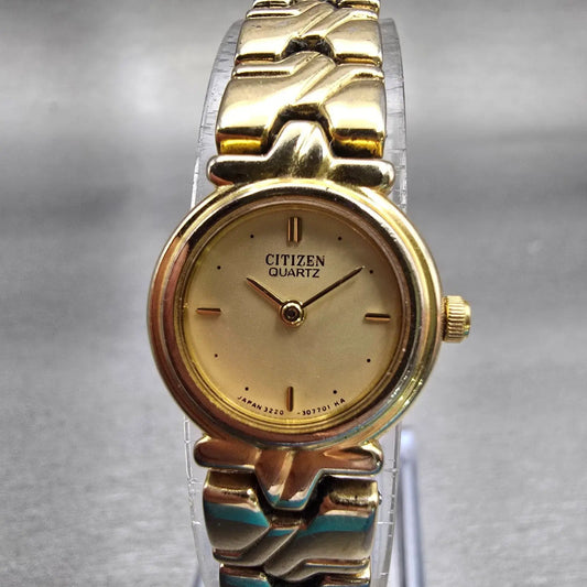 Citizen Watch Women 18mm Champagne Dial Gold Tone Round 3220-326113 New Battery0