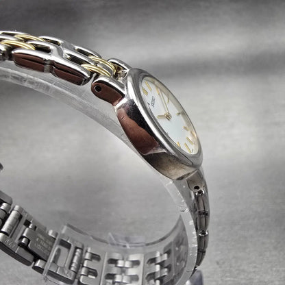 Seiko Watch Women 21mm White Dial Silver Tone Round 1N00-1E09 New Battery VTG3