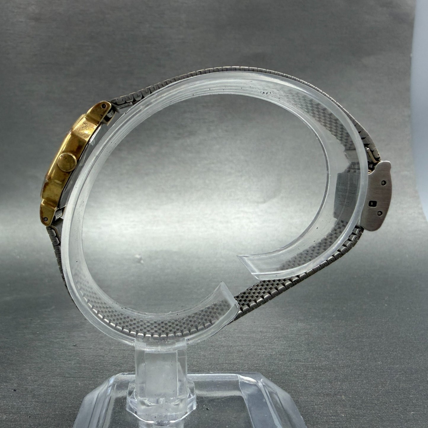 Seiko Watch Women 20mm Black Dial Gold Tone Octagon 2C21-5170 New Battery VTG FC6