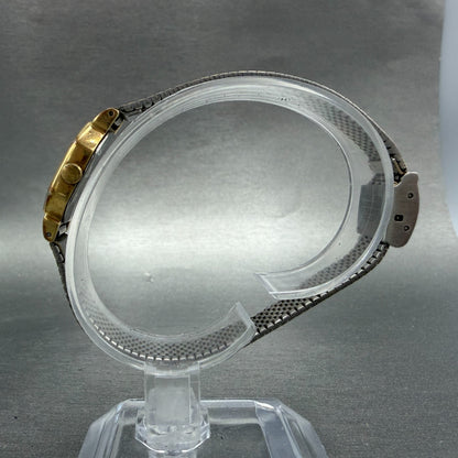 Seiko Watch Women 20mm Black Dial Gold Tone Octagon 2C21-5170 New Battery VTG FC6