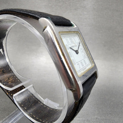 Tiffany & Co Tank Watch Women 23mm White Dial Steel Leather Band New Battery3
