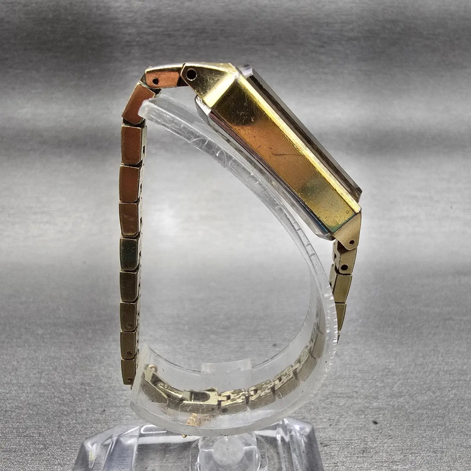 Seiko Watch Women 12mm Brown Dial Gold Tone Rectangle 1520-3666 Manual Wind VTG8