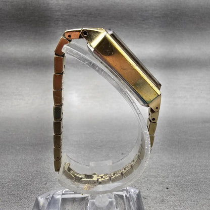 Seiko Watch Women 12mm Brown Dial Gold Tone Rectangle 1520-3666 Manual Wind VTG8