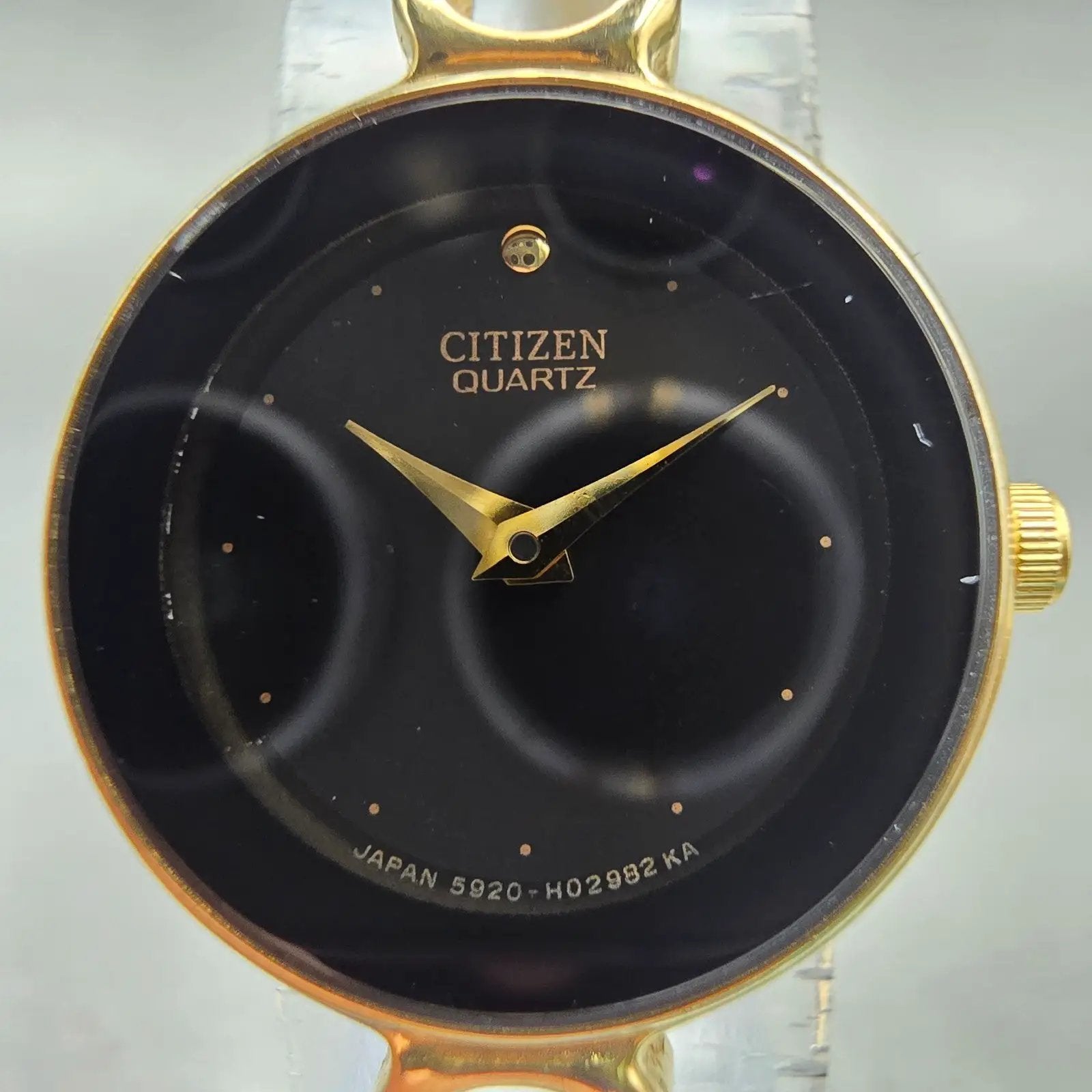 Citizen Watch Women 20mm Black Dial Gold Tone Round 5920-H01393 New Battery1