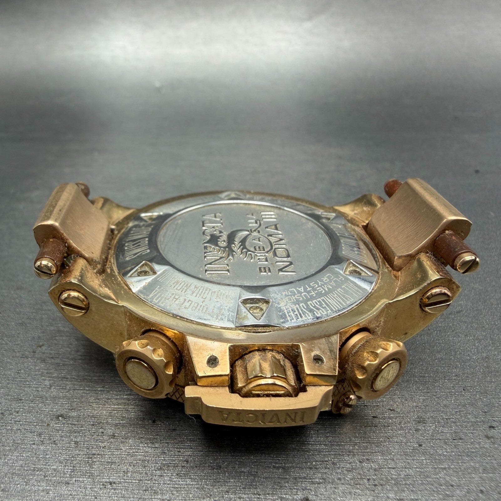 Invicta Sub Aqua Noma III Chrono Watch Men 50mm Brown Dial Rose Gold Date Newbat9