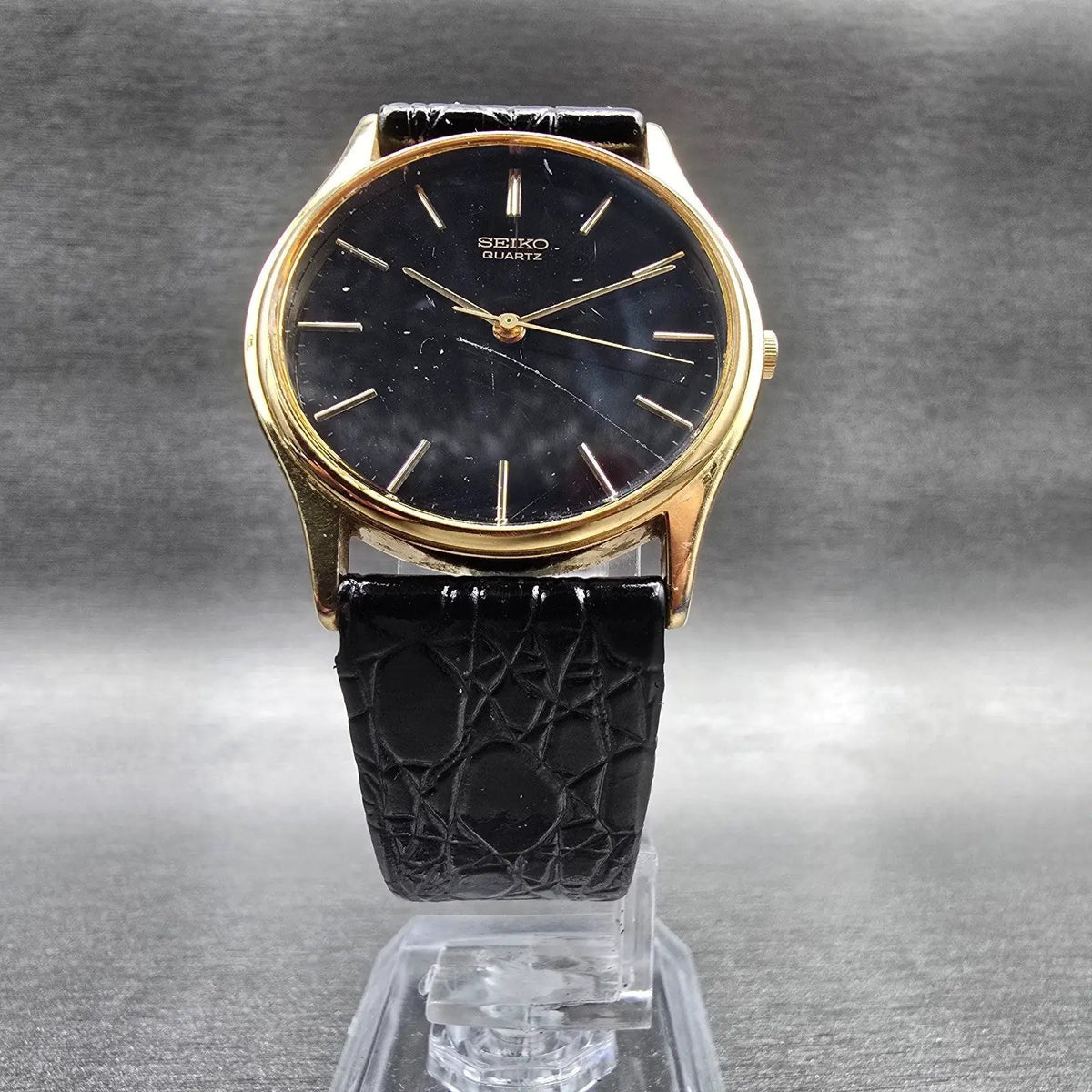 Seiko Watch Men 31mm Black Dial Gold Tone Round 2K01-0011 New Battery Vintage5