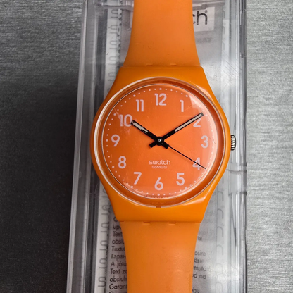 Swatch Fresh Papaya Watch Men 34mm Orange Dial Orange Tone GO105 New Battery0
