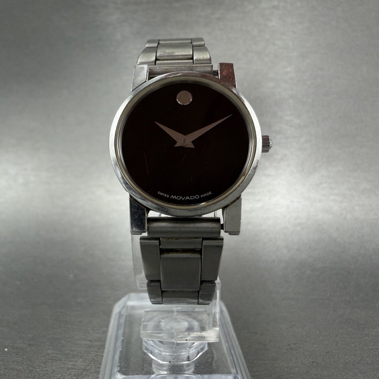 Movado Museum Watch Women 25mm Black Dial Steel Round 84.A1.0845 New Battery5