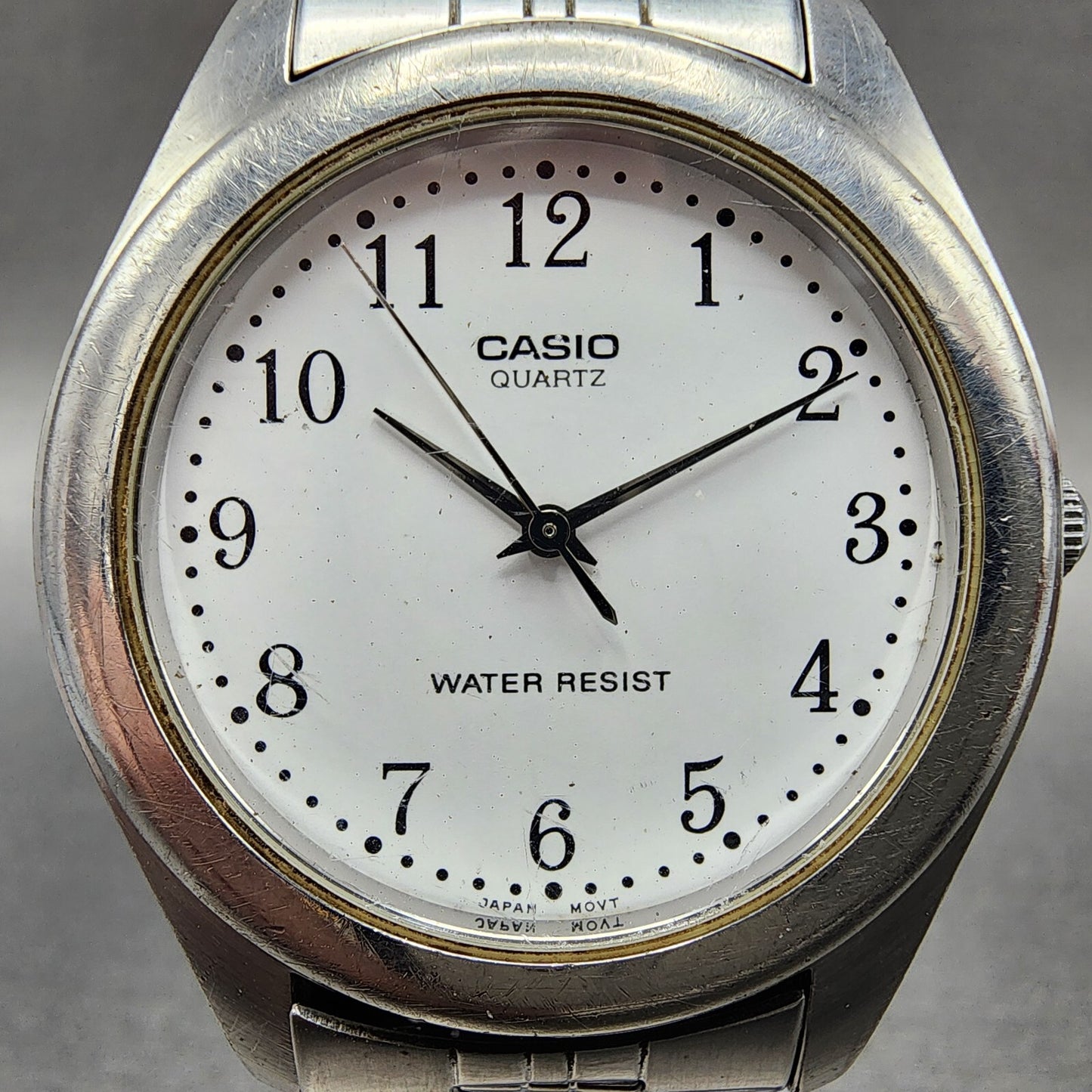 Casio Watch Men 36mm White Dial Silver Tone Round MTP1129 New Battery1