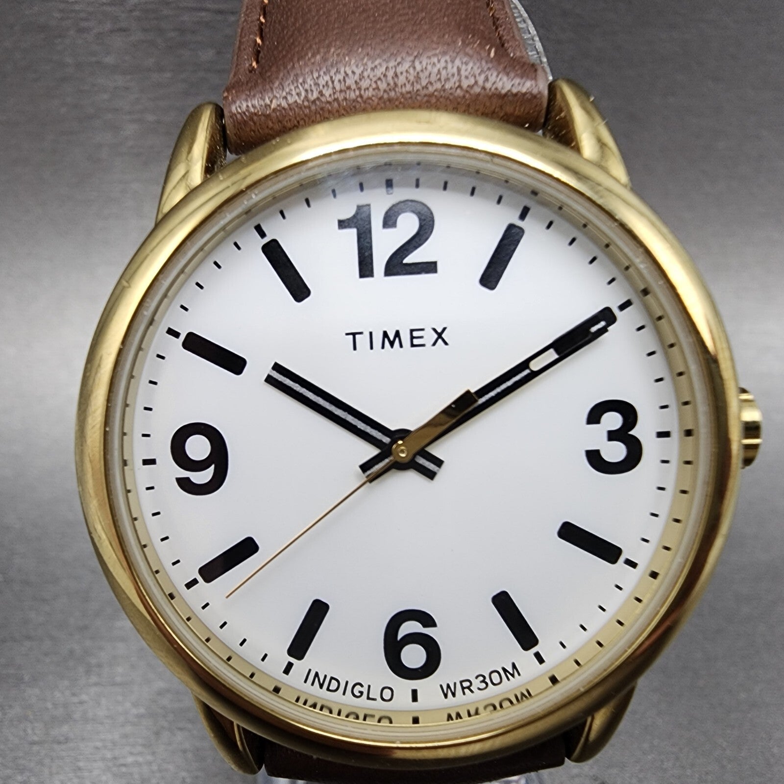 Timex Easy Reader Watch Men 38mm White Dial Gold Tone Round New Battery1
