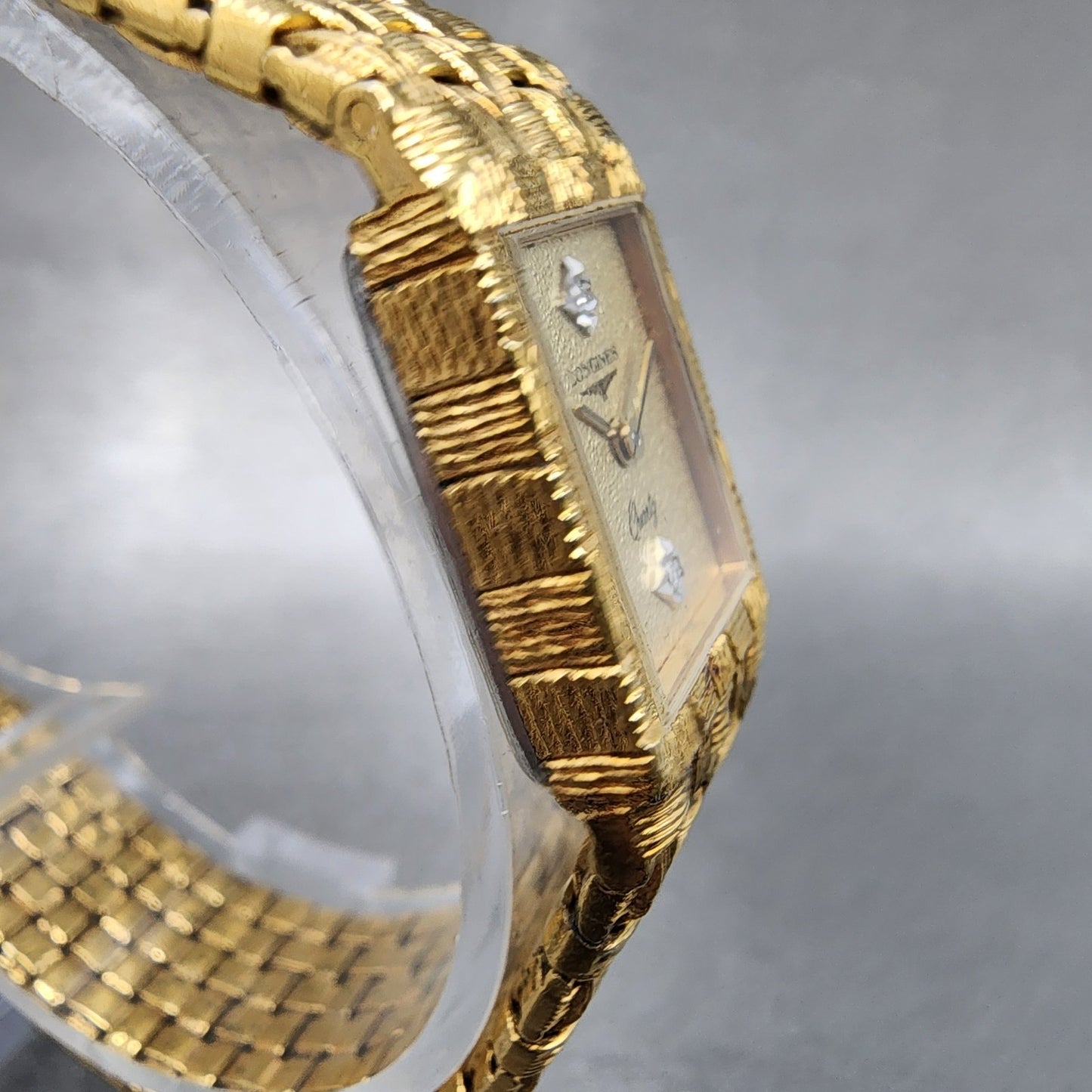Longines Tank Watch Women 16mm Gold Dial Gold Tone Rectangle New Battery3