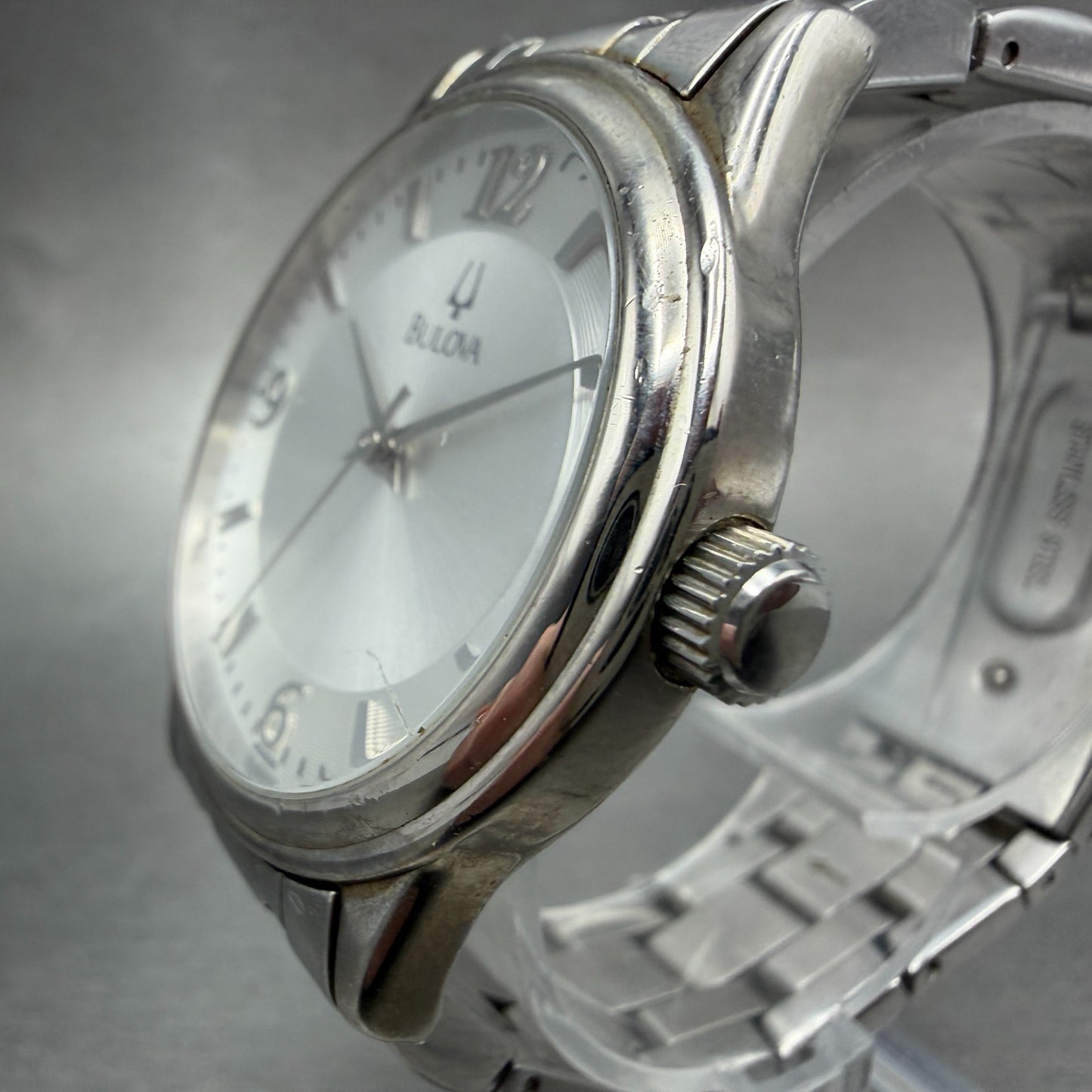 Bulova Watch Men 38mm Silver Dial Silver Tone Round 96A000 New Battery Vintage2