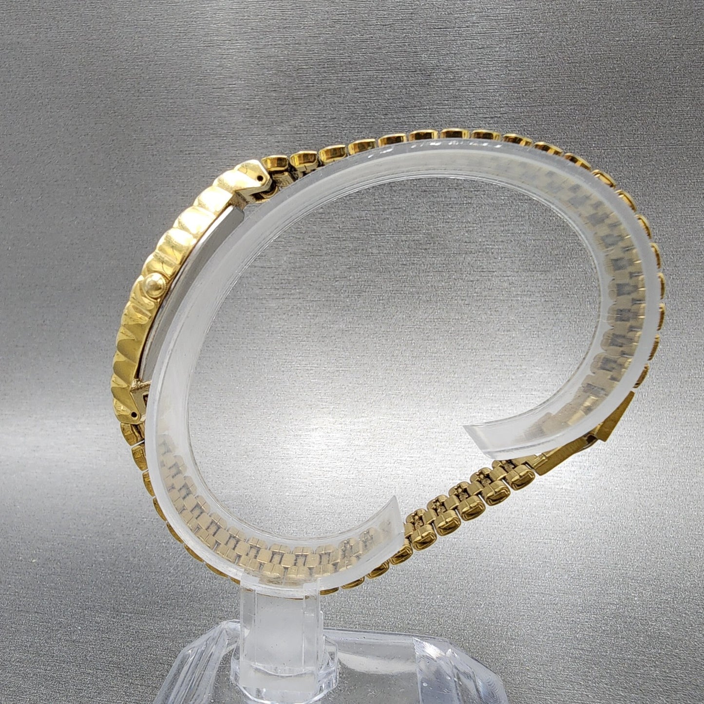 Seiko Halfmoon Watch Women 14mm Gold Dial Gold Tone Asymmetrical New Battery6
