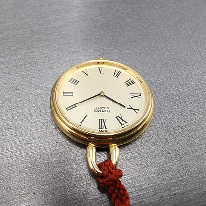 Seiko Pocket Watch Women 27mm Champagne Dial Gold Tone 14000800 New Battery5