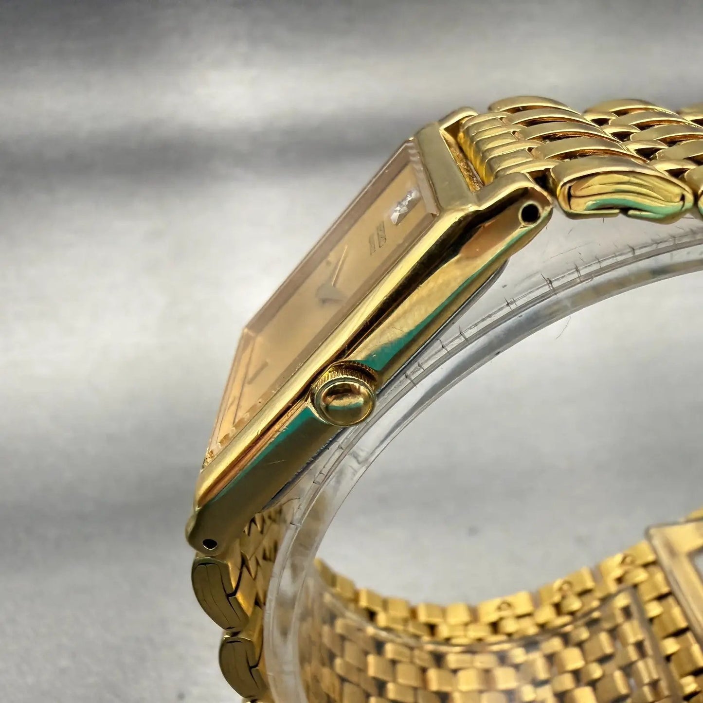 Seiko Watch Women 23mm Gold Dial Gold Tone Rectangle 4N00-6298 New Battery VTG2
