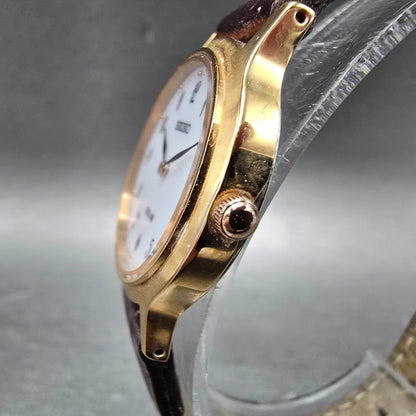 Seiko Solar Watch Women 26mm White Dial Rose Gold Tone V115-0BS0 Round Works3